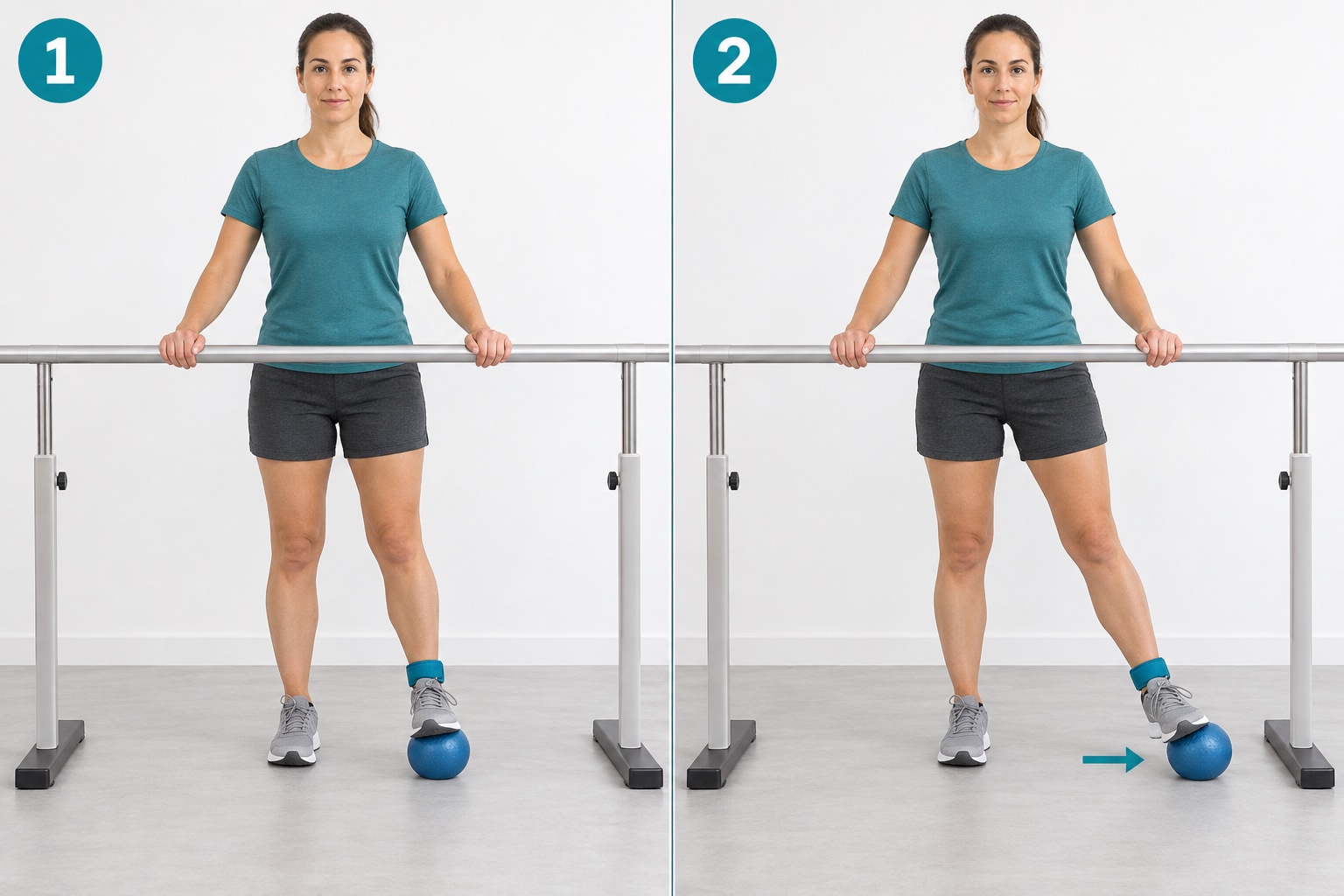 Standing Ball Roll Sideways Foot: start and finish positions