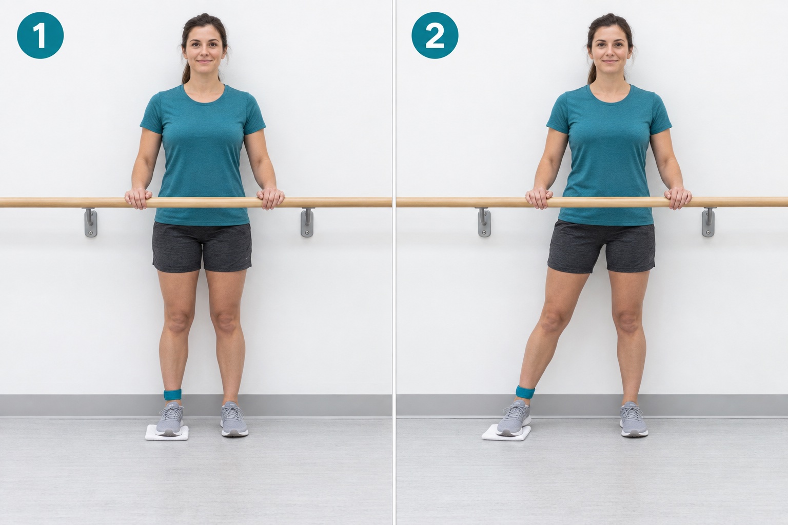 Standing Hip Abduction Wall Slide: start and finish positions