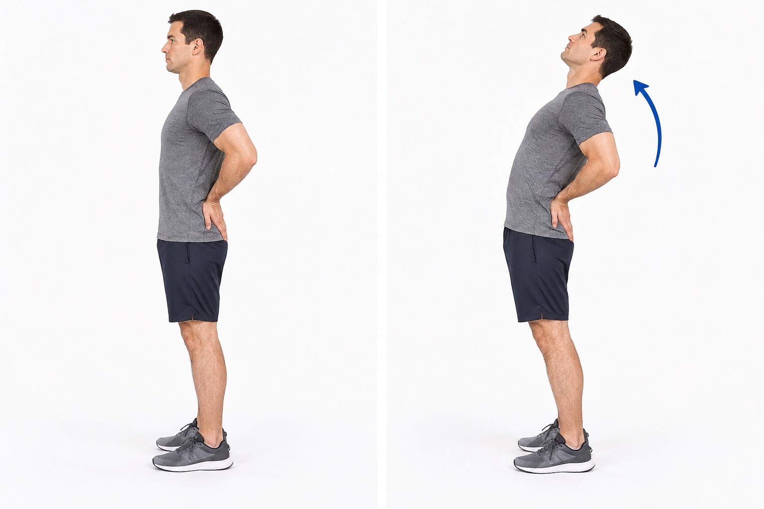 Standing Lumbar Extension: start and finish positions
