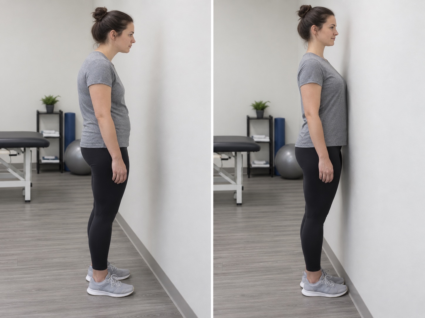 Standing Postural Endurance at Wall: start and finish positions
