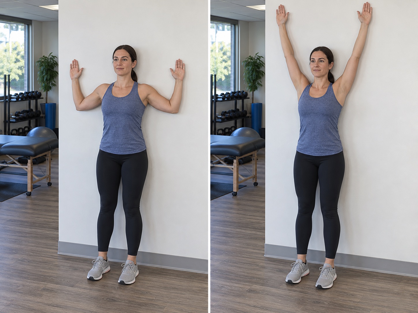 Standing Wall Angels: start and finish positions