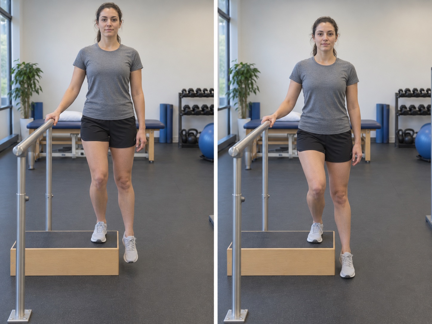 Step-Down for Pelvic Control: start and finish positions