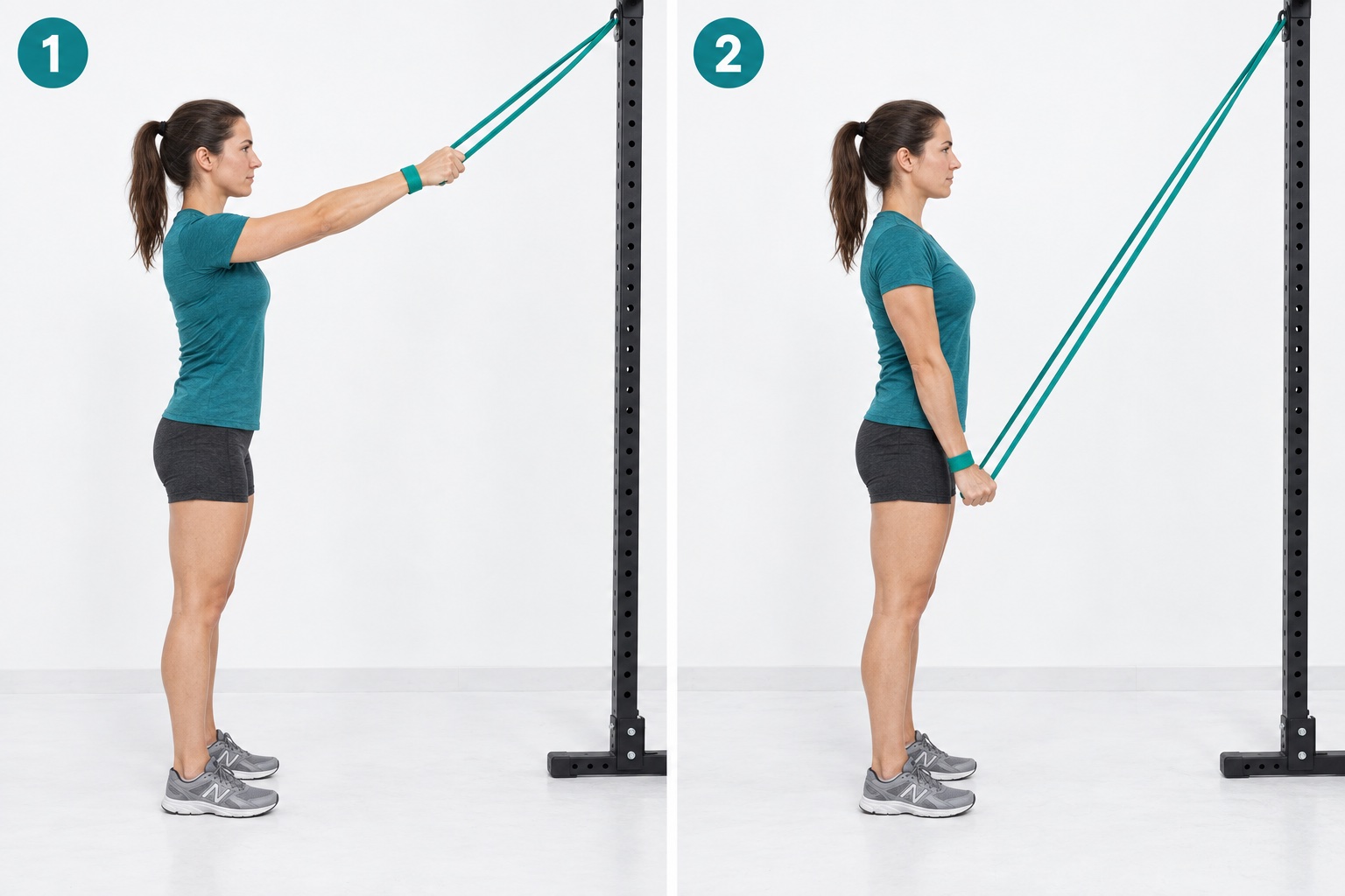 Straight Arm Band Pulldown: start and finish positions