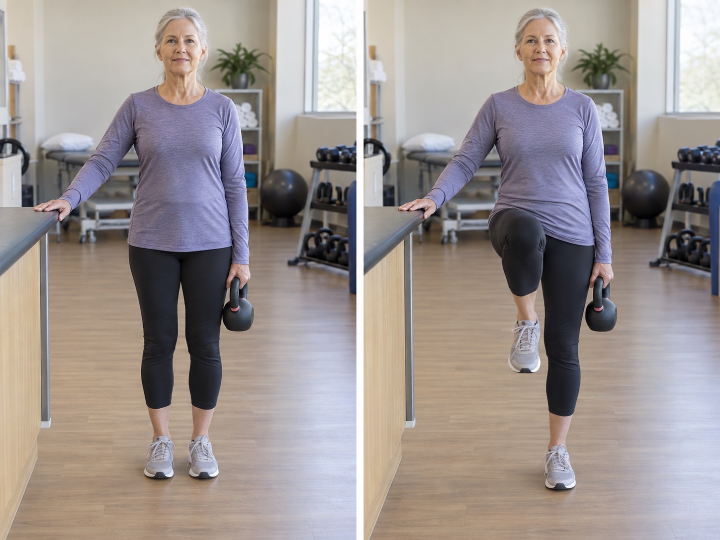 Suitcase Carry March: start and finish positions