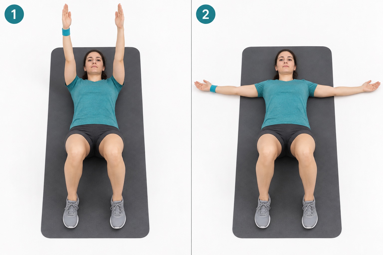 Supine Bilateral Arm Circle: start and finish positions