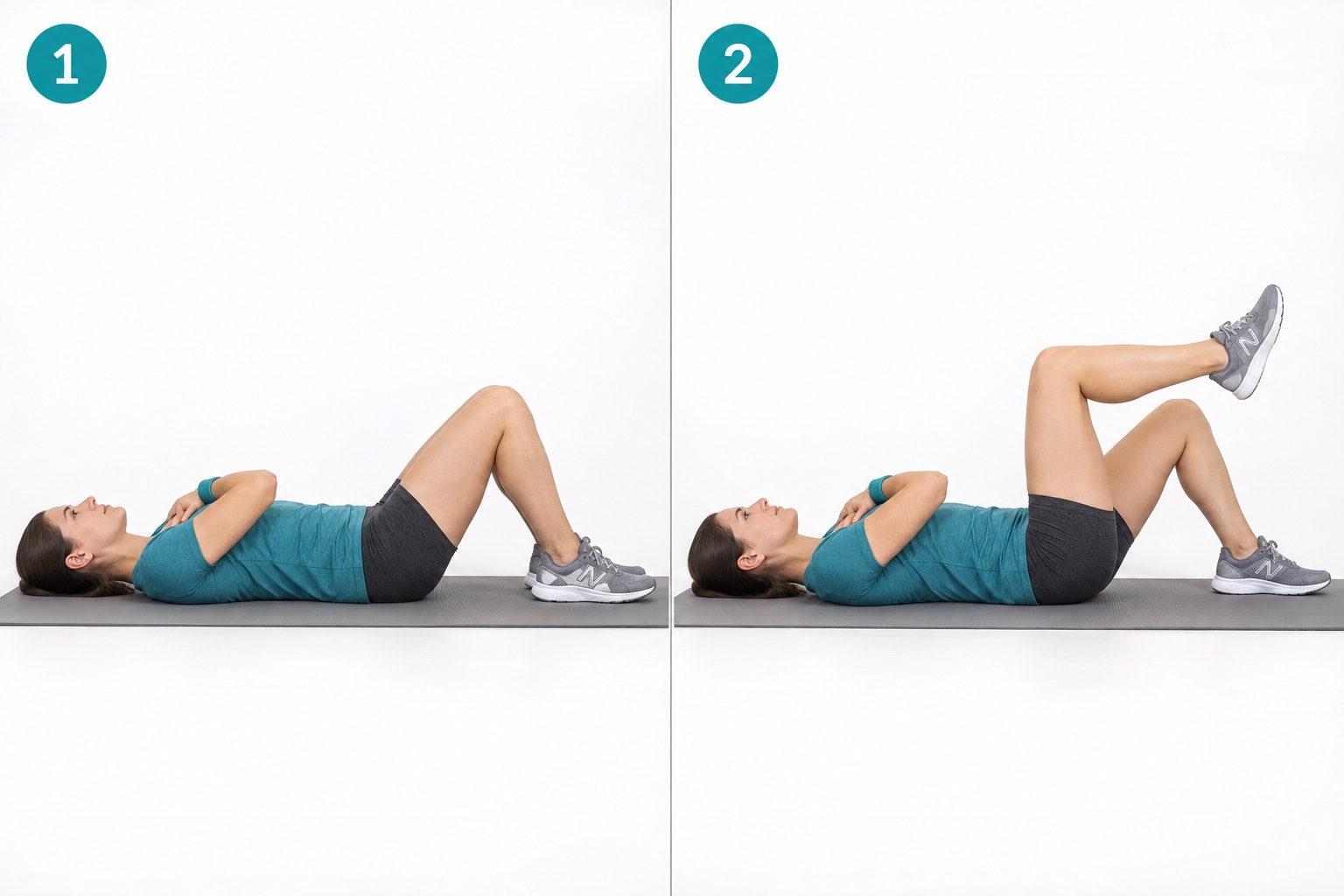 Supine March Arms Crossed: start and finish positions