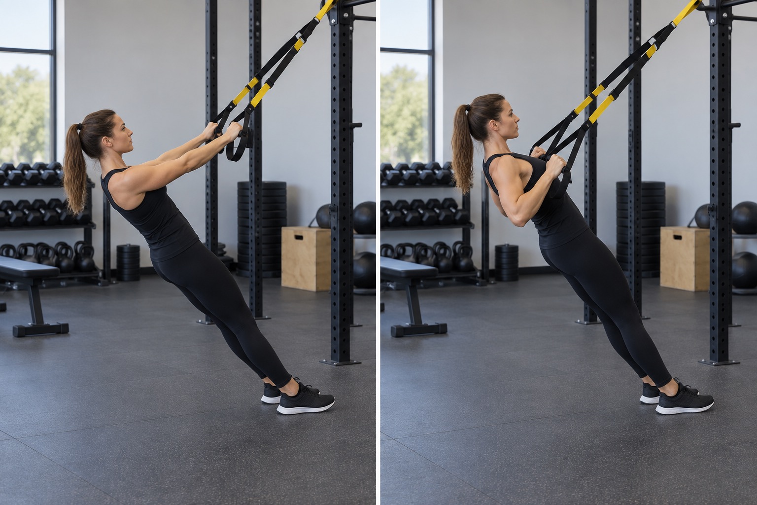 Suspension Trainer Row: start and finish positions