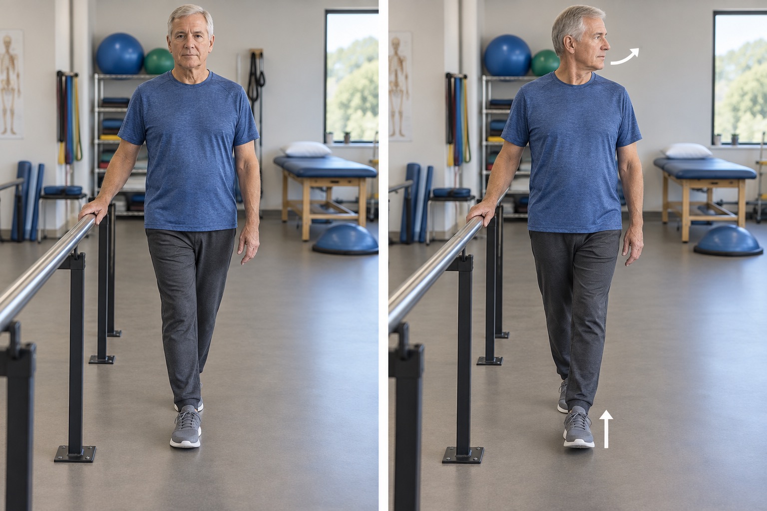 Tandem Walk Head Turn: start and finish positions