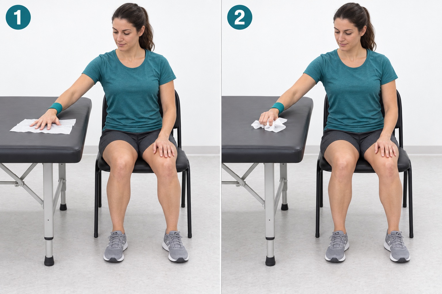 Tissue Paper Finger Walk: start and finish positions