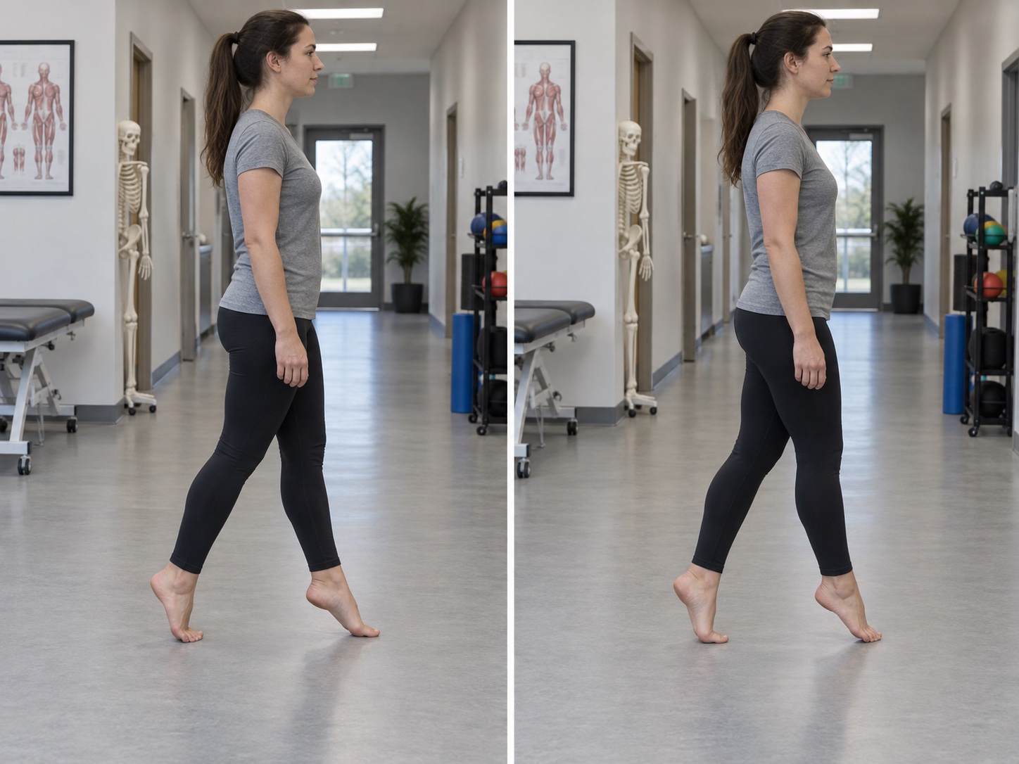 Unweighted Toe Walking: start and finish positions