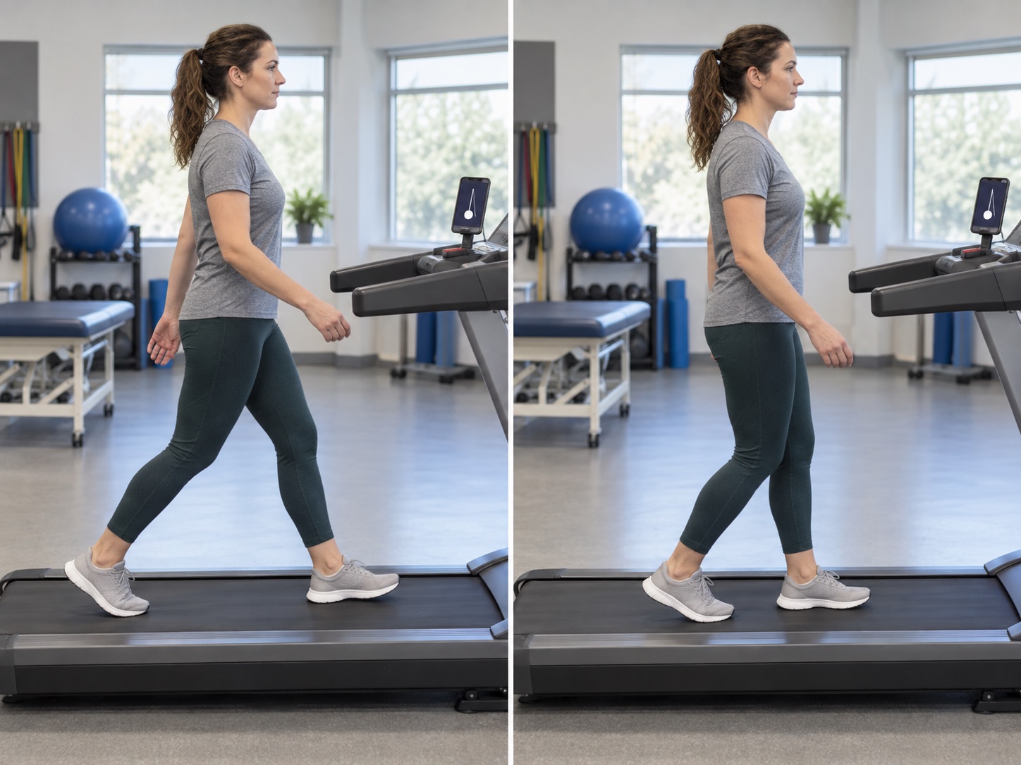 Treadmill Step-Rate Retraining: start and finish positions