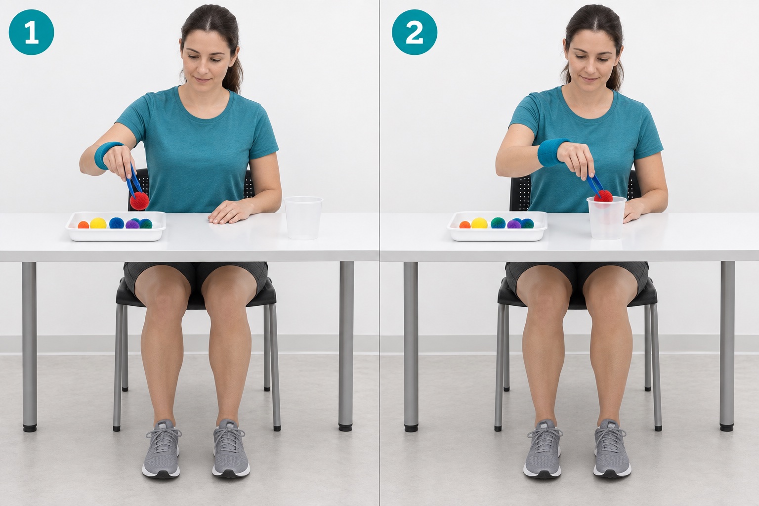Tweezers Pom Pom Transfer: start and finish positions