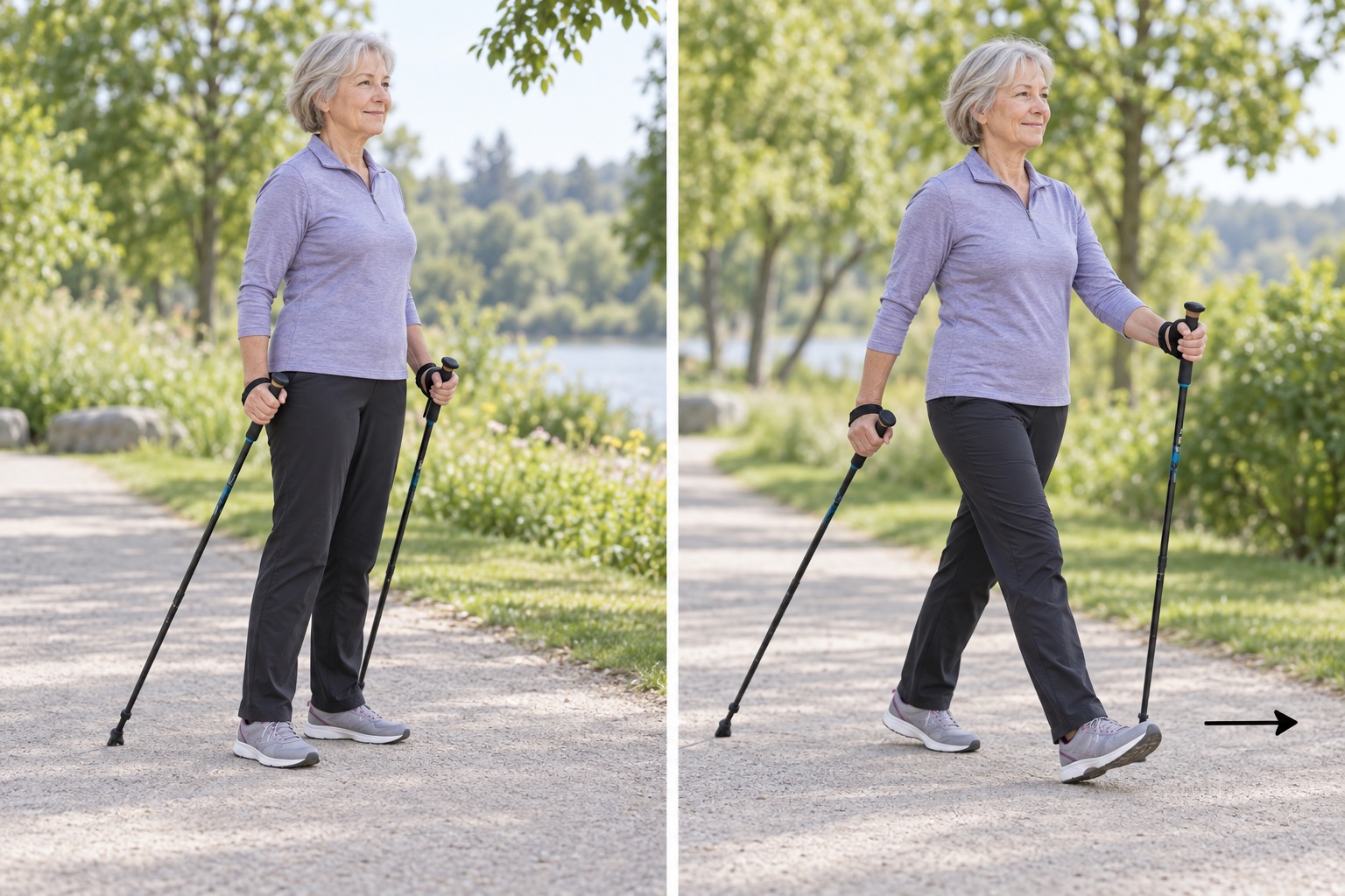 Walking Poles Conditioning: start and finish positions