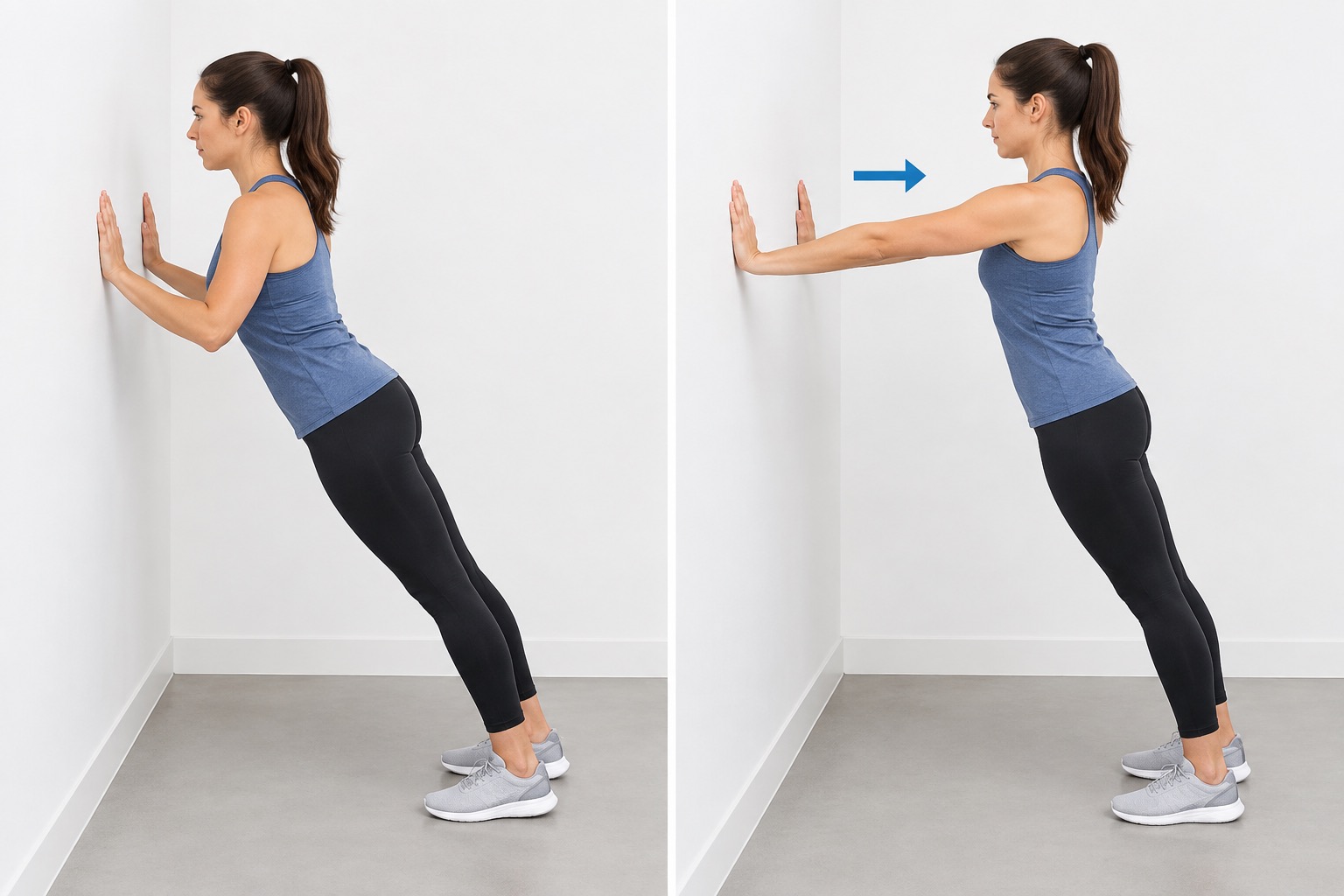 Wall Push Up Plus: start and finish positions