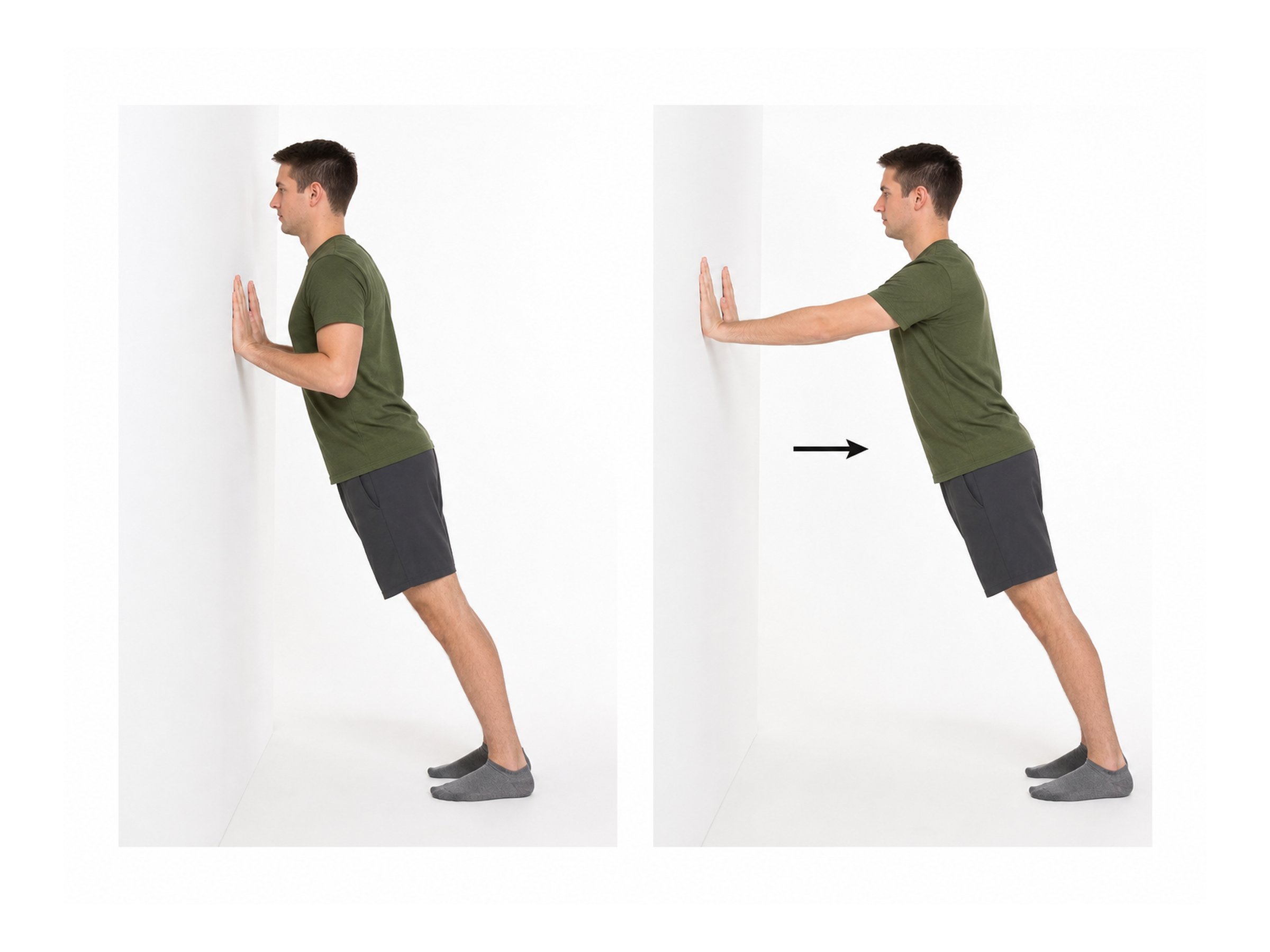 Wall Push-Up: start and finish positions
