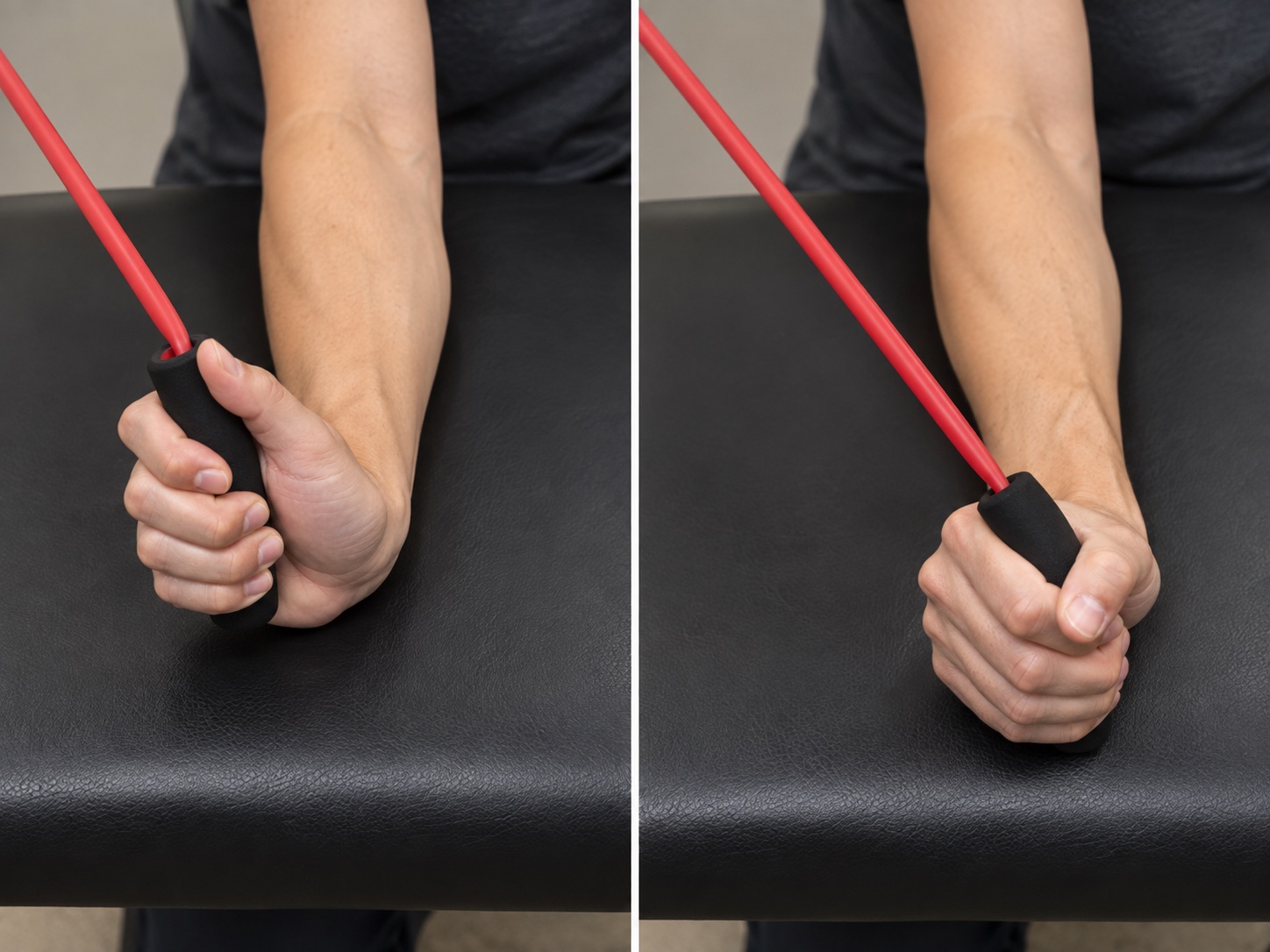Wrist Dart-Thrower Motion with Band: start and finish positions
