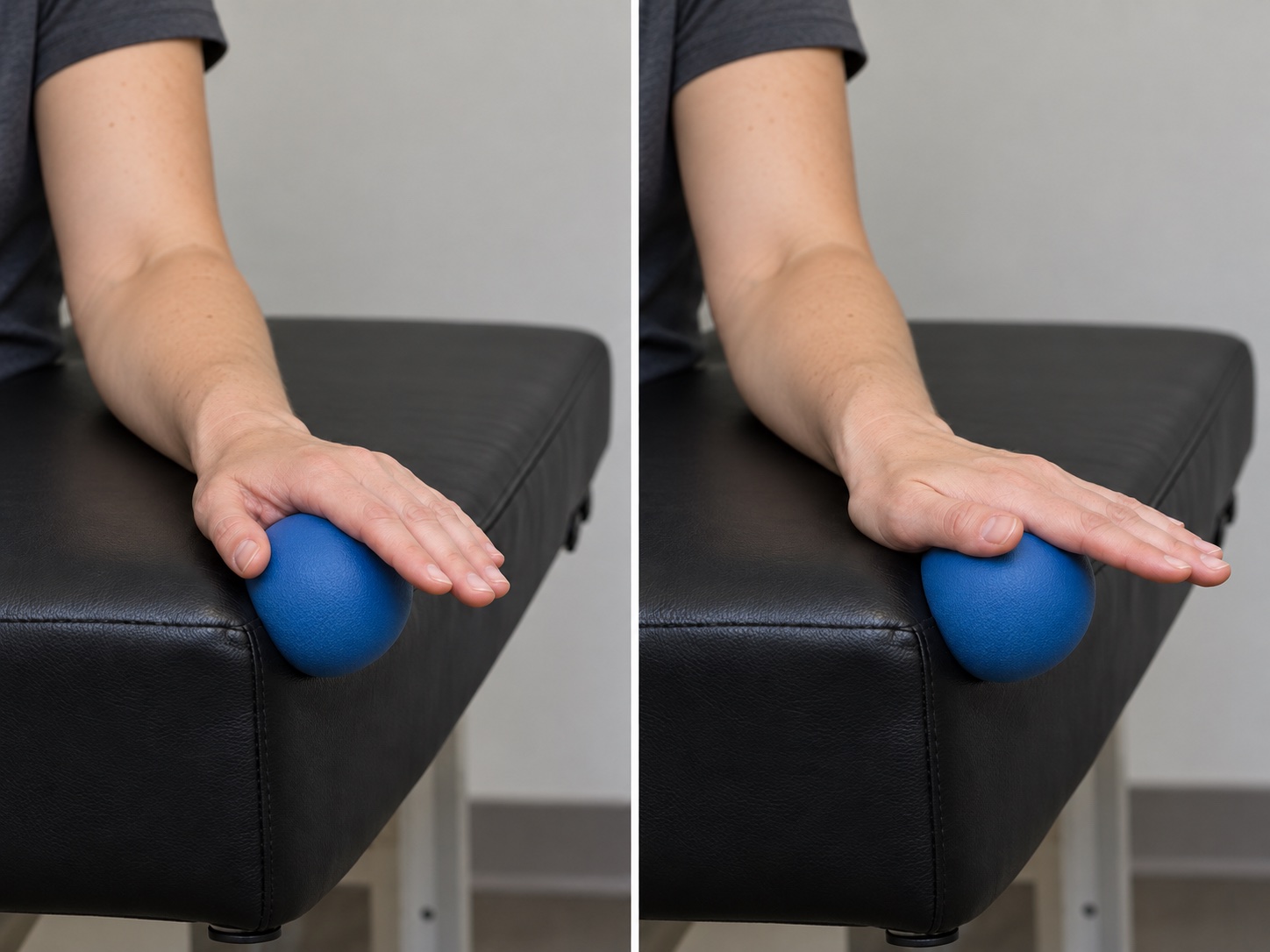 Wrist Flexion Isometric with Ball: start and finish positions