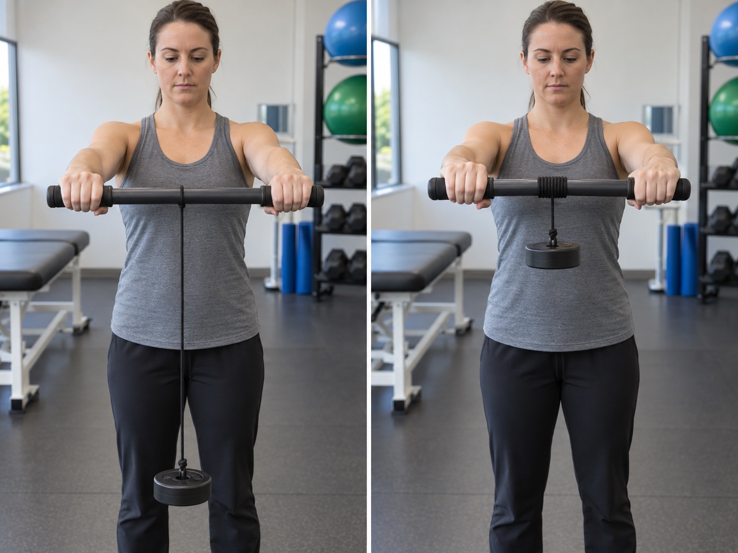 Wrist Roller Flexion and Extension: start and finish positions