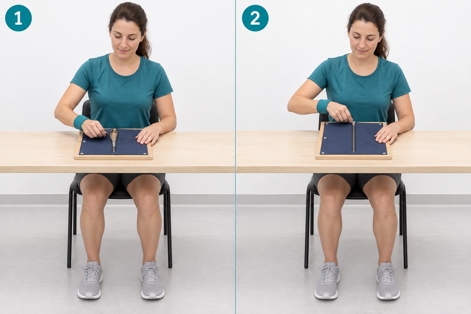 Zipper Pull Board: start and finish positions